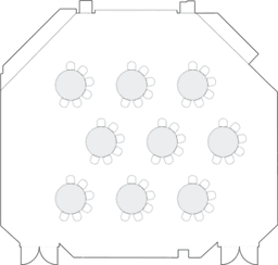 Круглые столы, расставленные полукругом