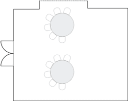 Круглые столы, расставленные полукругом