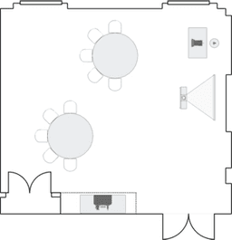 Круглые столы, расставленные полукругом