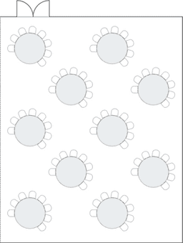 Круглые столы, расставленные полукругом