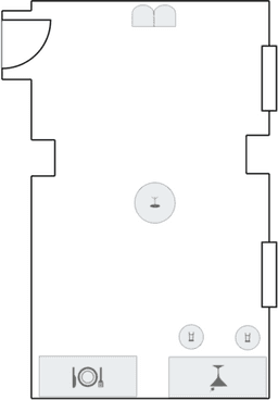 En mesitas de cóctel circulares