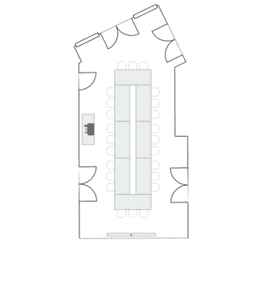 Keskeltä tyhjä pöytäryhmä