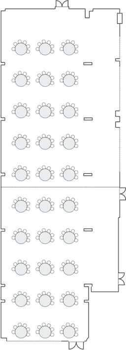 Круглые столы, расставленные полукругом
