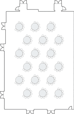 Круглые столы, расставленные полукругом