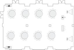 Круглые столы, расставленные полукругом