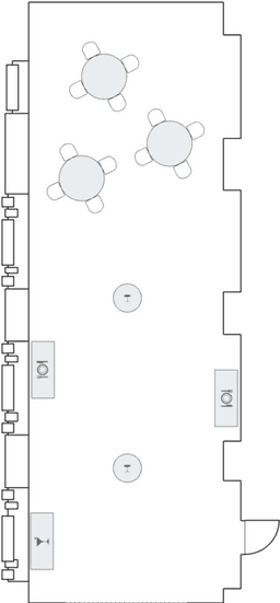 En mesitas de cóctel circulares