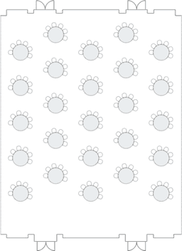 Круглые столы, расставленные полукругом