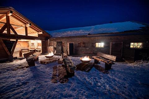Cabin evening at Stalla on Alp Nagens