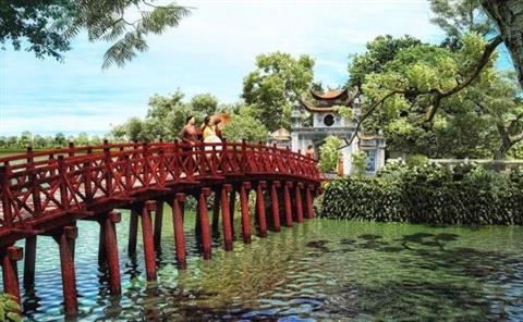 Hoan Kiem Lake & Ngoc Son-templet i Hanoi: