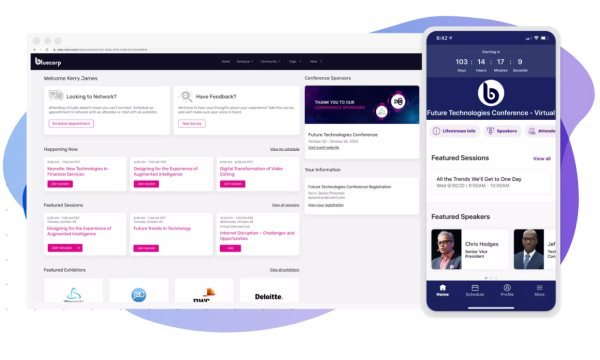 Cvent Attendee Hub welcome screen on desktop and mobile