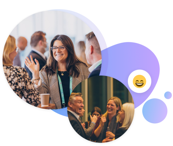 Attendees laughing at an in person event